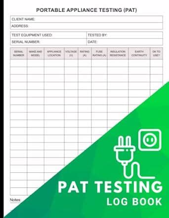 Pat Testing Log Book Electrical Safety Inspection Record For