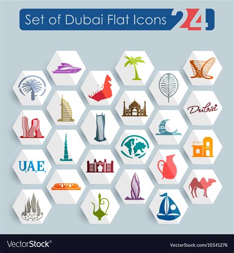 Set Of Dubai Icons Royalty Free Vector Image VectorStock