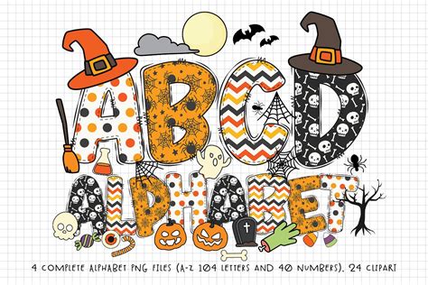 Halloween Alphabet Letters Sublimation Graphic By Kumabearstudio