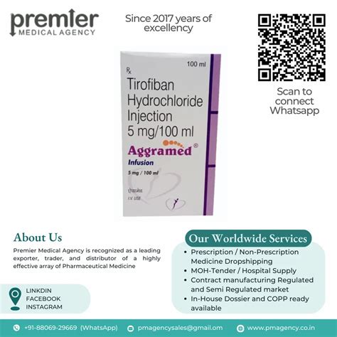 Aggramed Injection Tirofiban Hydrochloride At 770 Vial Tirofiban