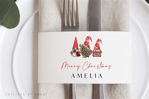 Christmas Name Card Template, Holiday Place Card Printable, Merry ...