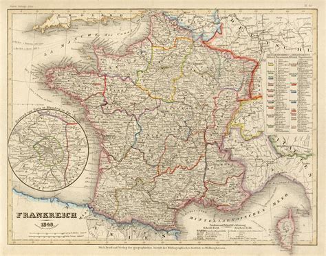 Old And Antique Prints And Maps France 1852 France Antique Maps