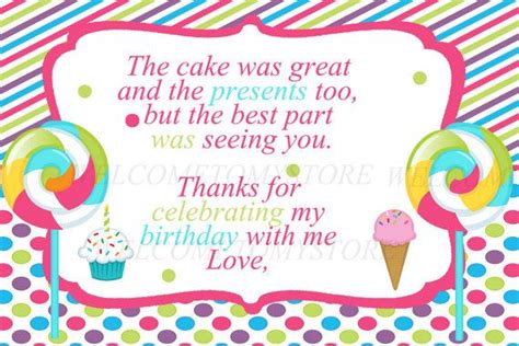 Girl Candyland Thank You Card Either Print And By Welcometomystore 9