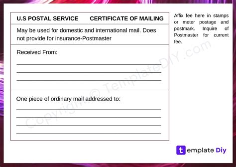 Certificate of Mailing Blank Printable Template in PDF & Word