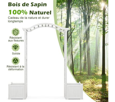 Arche De Jardin Avec Jardinière En Bois Avec Treillis Pergola