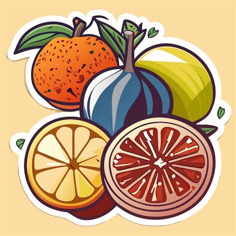 Adesivos De Frutas Desenhadas à Mão Ou Coleção De Adesivos De Frutas De