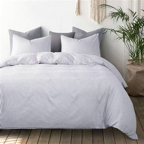 Striped Comforter Set Ticking Stripe Vertical Pinstripe Neutral