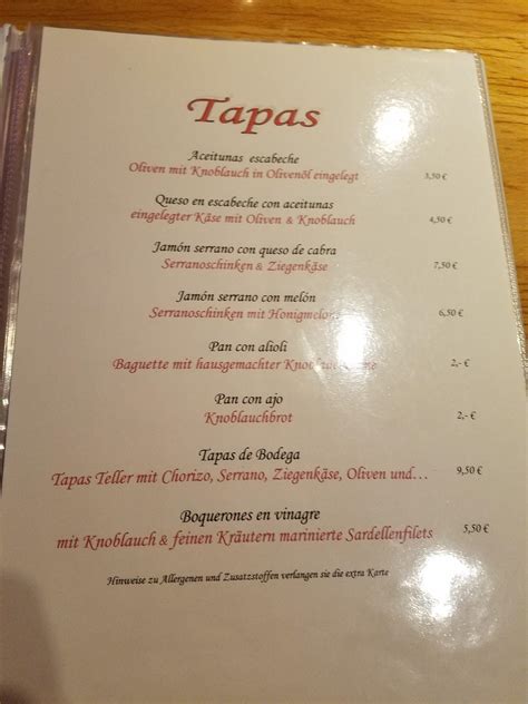 Speisekarte Von La Bodega Vino Tapas Pub Bar Landstuhl