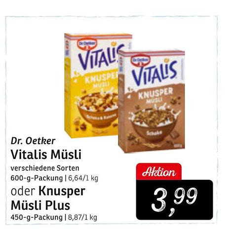 Dr Oetker Vitalis Müsli Oder Knusper Müsli Plus Angebot bei KONSUM