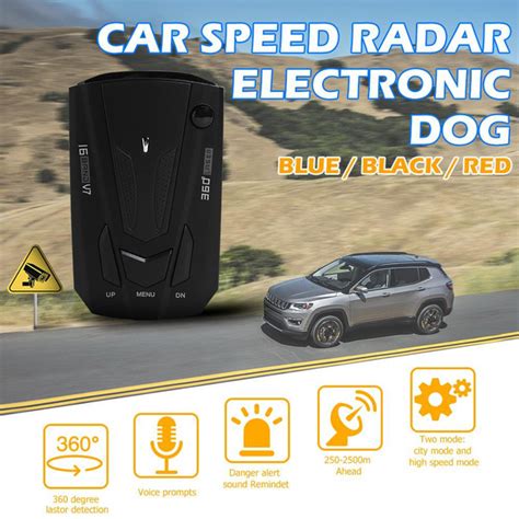 Car Radar Detector English Auto 360 Degree Vehicle V7 Speed Voice Alert Alarm Warning 16 Band