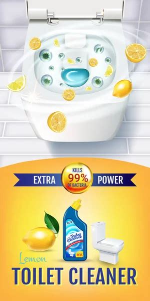 Cool Mint Fragrance Toilet Cleaner Gel Ads Vector Realistic