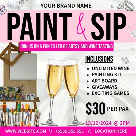 Paint And Sip Event Template Postermywall