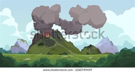Volcanic Eruption Background Nature Landscape Active Stock Vector ...