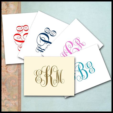 Monogram Note Cards Monogram Stationery Ivory Cocoa