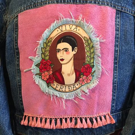 Veste En Denim Frida Kahlo Upcycled Enfants Taille 12 Etsy