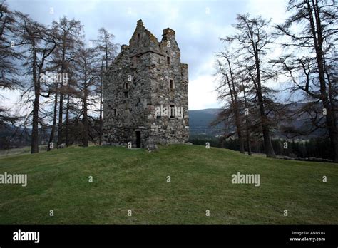 Ruin of 16th Century Knock Castle near the Royal Birkhall House, Ballater, Aberdeenshire ...