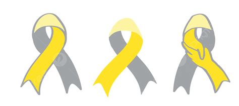 Deaf Awareness Month Septembe Yellow And Gray Support Ribbon Hand Drawn