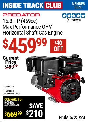 Predator Hp Cc Ohv Horizontal Shaft Gas Engine For