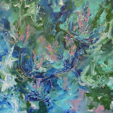 Blue Flowers Oil Art By Alexandra Potapova