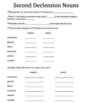 Latin Second Declension Masculine Nouns Notes And Practice Tpt