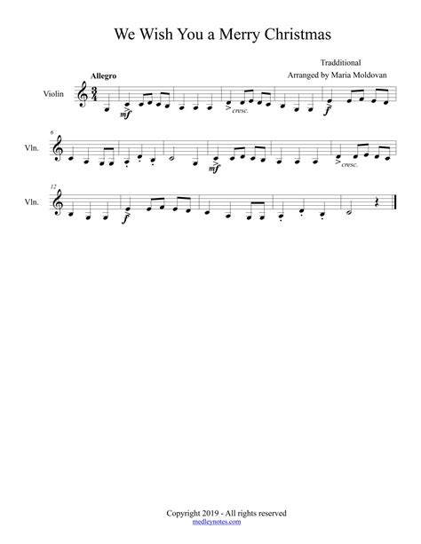 We Wish You A Merry Christmas Violin Sheet Music