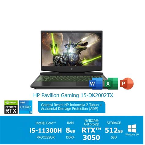 Jual HP PAVILION GAMING 15 DK2002TX CI5 11300H 8GB 512GB SSD RTX3050