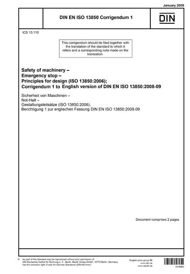 din en iso  berichtigung  safety  machinery emergency