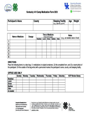 Fillable Online Breckinridge Ca Uky Kentucky H Camp Medication Form