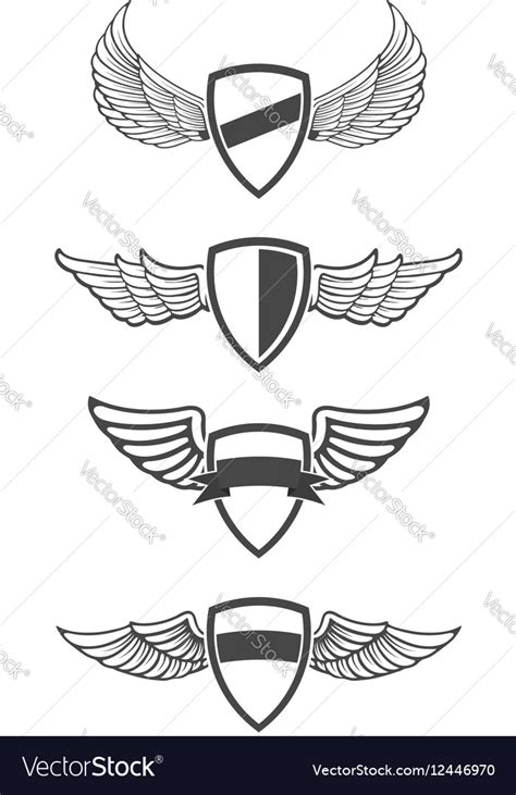 Set Emblem Templates With Wings Royalty Free Vector Image