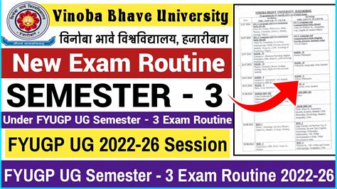 Vbu Fyugp UG Semester 3 Exam Routine 2022 26 Session Vbu FYUGP UG