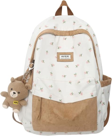 Amazon Mininai Cute Preppy Backpack With Pendant Floral Printed