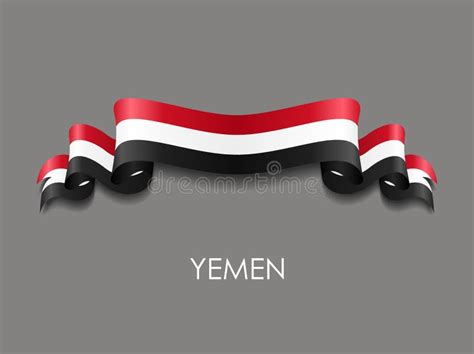 Yemeni Flag Wavy Ribbon Background Vector Illustration Stock Vector