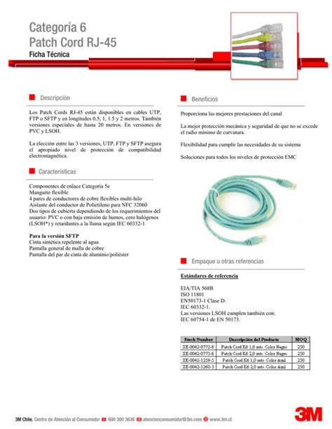 Categoría 6 Patch Cord RJ 45