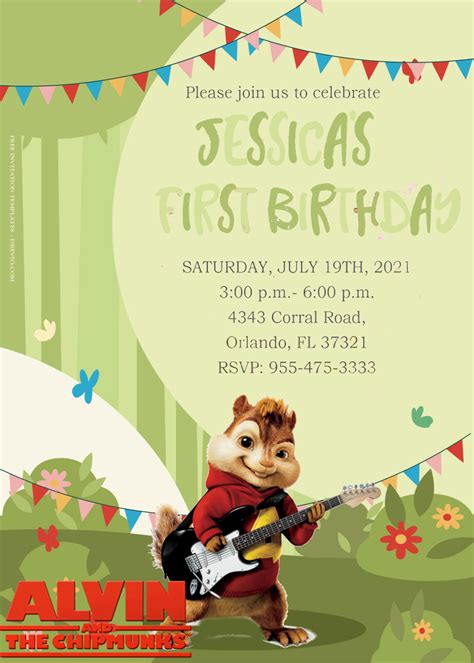 Alvin And The Chipmunks Birthday Invitation Templates Title