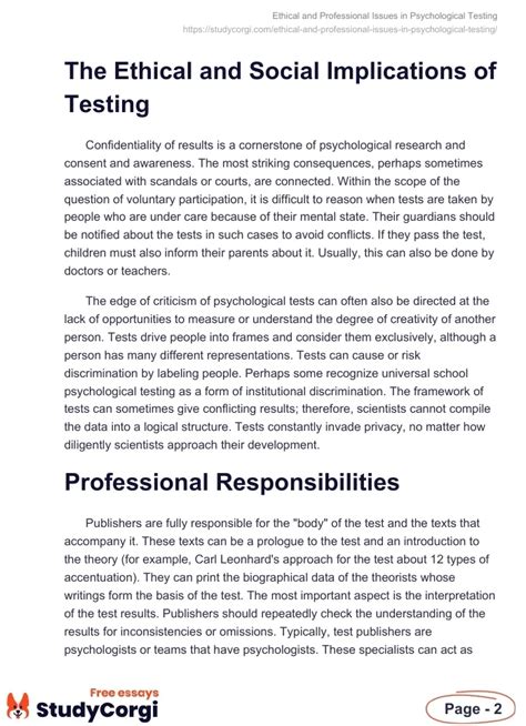 Ethical And Professional Issues In Psychological Testing Free Essay