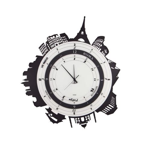 Horloge Murale Moderne Ronde En Verre Et M Tal City Ceart