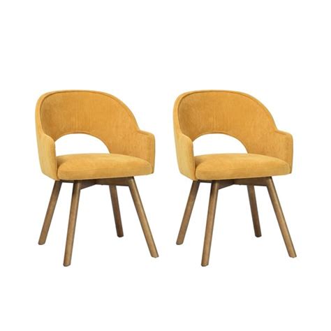 Homycasa Aranguiz Yellow Polyester Wood Frame Dining Chair Set Of 2