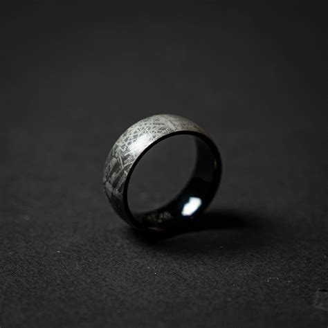 genuine meteorite mens wedding band, meteorite ring, meteorite wedding ...