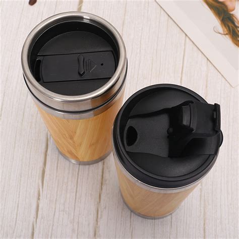 Bpa Free Ml Thermal Bamboo Tumbler With Slide Lock Lid Stainless