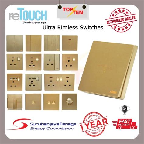 Retouch Ultra Rimless Switches Stylish Modern Slim Design Socket Wall Switch Socket Panel Plug