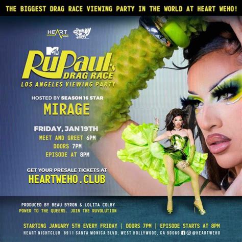 Buy Tickets To Mirage Rupaul S Drag Race Viewing Party In West