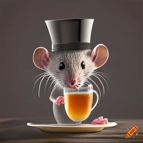 Illustration Of A Mouse Drinking Tea In A Top Hat On Craiyon