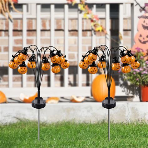 Halloween Solar Pumpkin Pathway Lamp Scary Solar Pathway Markers Lights