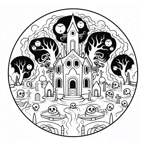 Halloween Graveyard Coloring Coloring Page