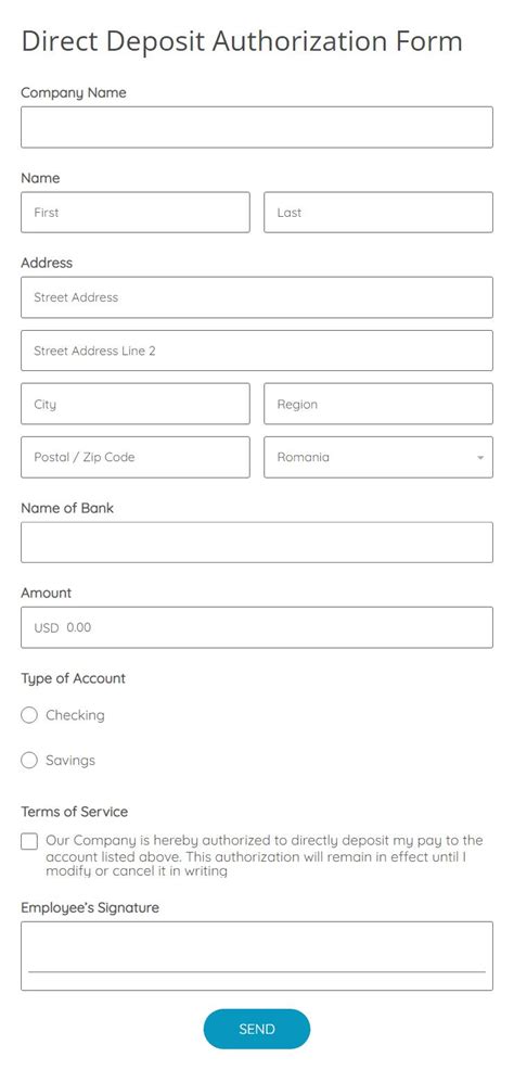 Free Direct Deposit Authorization Form Template