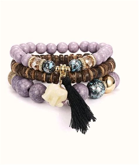 Armbanden Set Dames Kralen Stuks Geluks Olifant Vrouw Lilalove