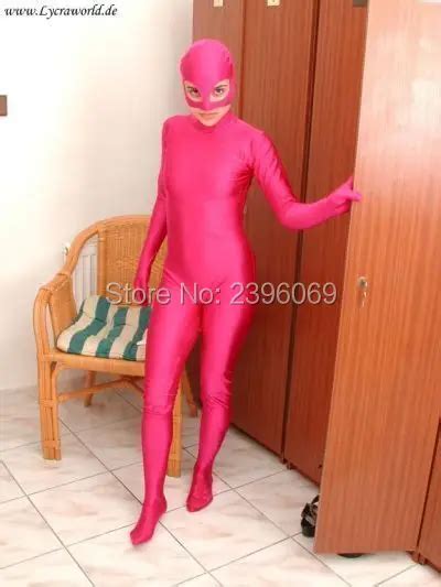 Lg114 Full Body Shiny Rosy Lycra Spandex Opaque Tights Unisex