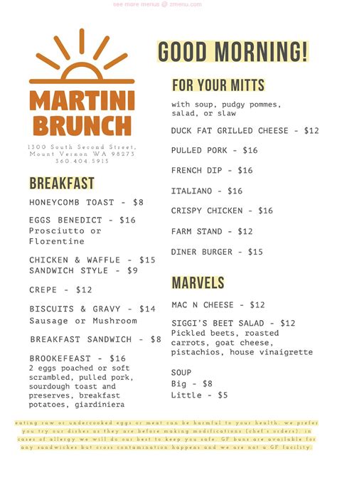 Online Menu of Martini Brunch Restaurant, Mount Vernon, Washington, 98273 - Zmenu