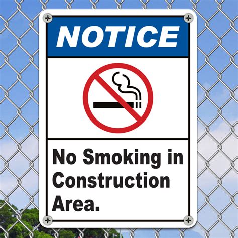 Notice No Smoking Construction Area Sign Save 10 Instantly