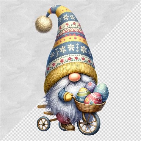 Premium Psd Cute Watercolor Gnome Easter Day Clipart Illustration